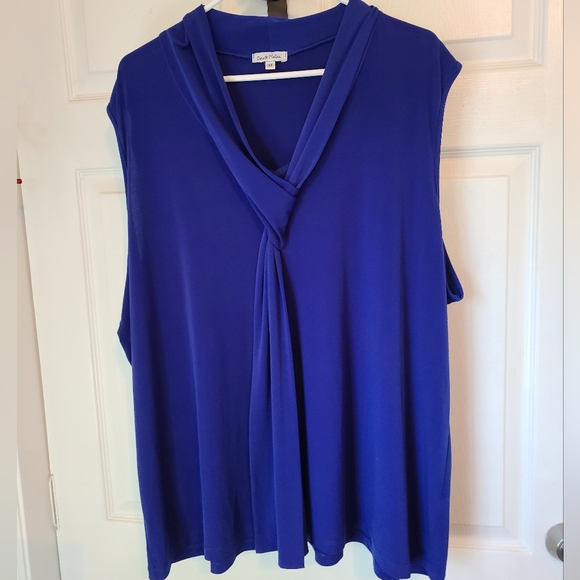 (1196) Dante Malan Woman's Sleeveless Blouse, Size: 3X Color: Blue - Picture 2 of 10